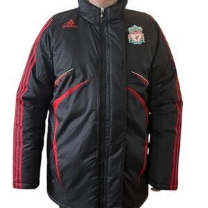 New With Tags Liverpool FC Official Licensed Padded Bench Coat Black/Red Size L